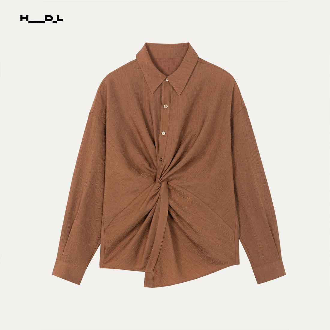 Vintage Brown twist-waist lyocell blend blouse