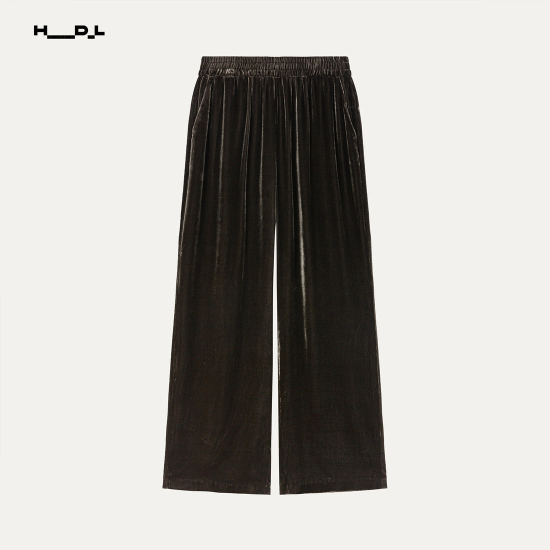 Brown Green brown-green silk-base viscose velvet trousers