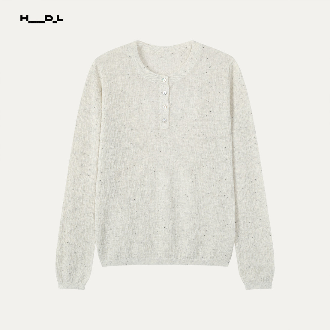 White scarf-detail linen-look textured knit top
