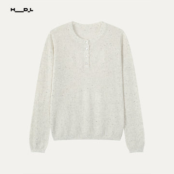 White scarf-detail linen-look textured knit top
