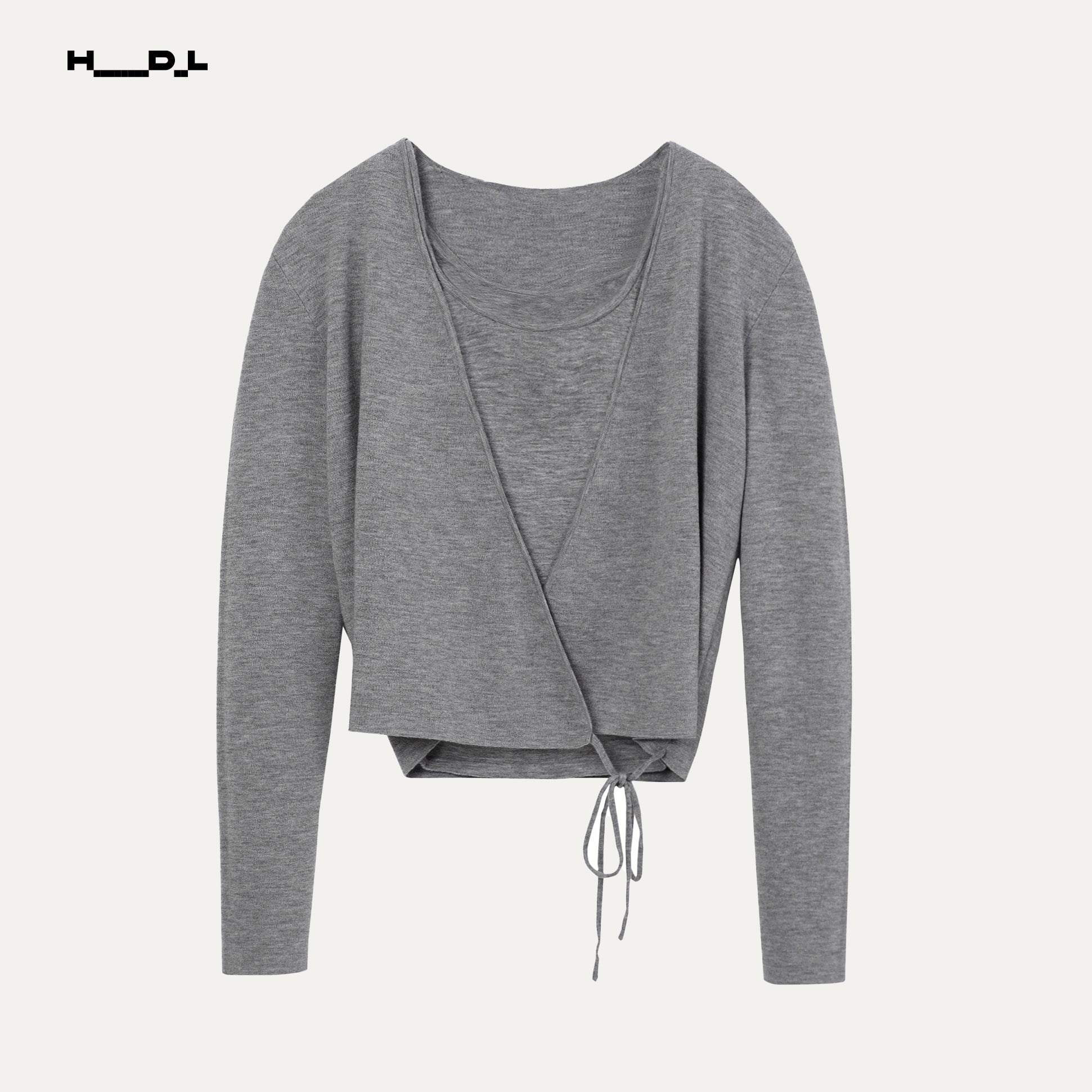White wool tie-detail two-piece knit set
