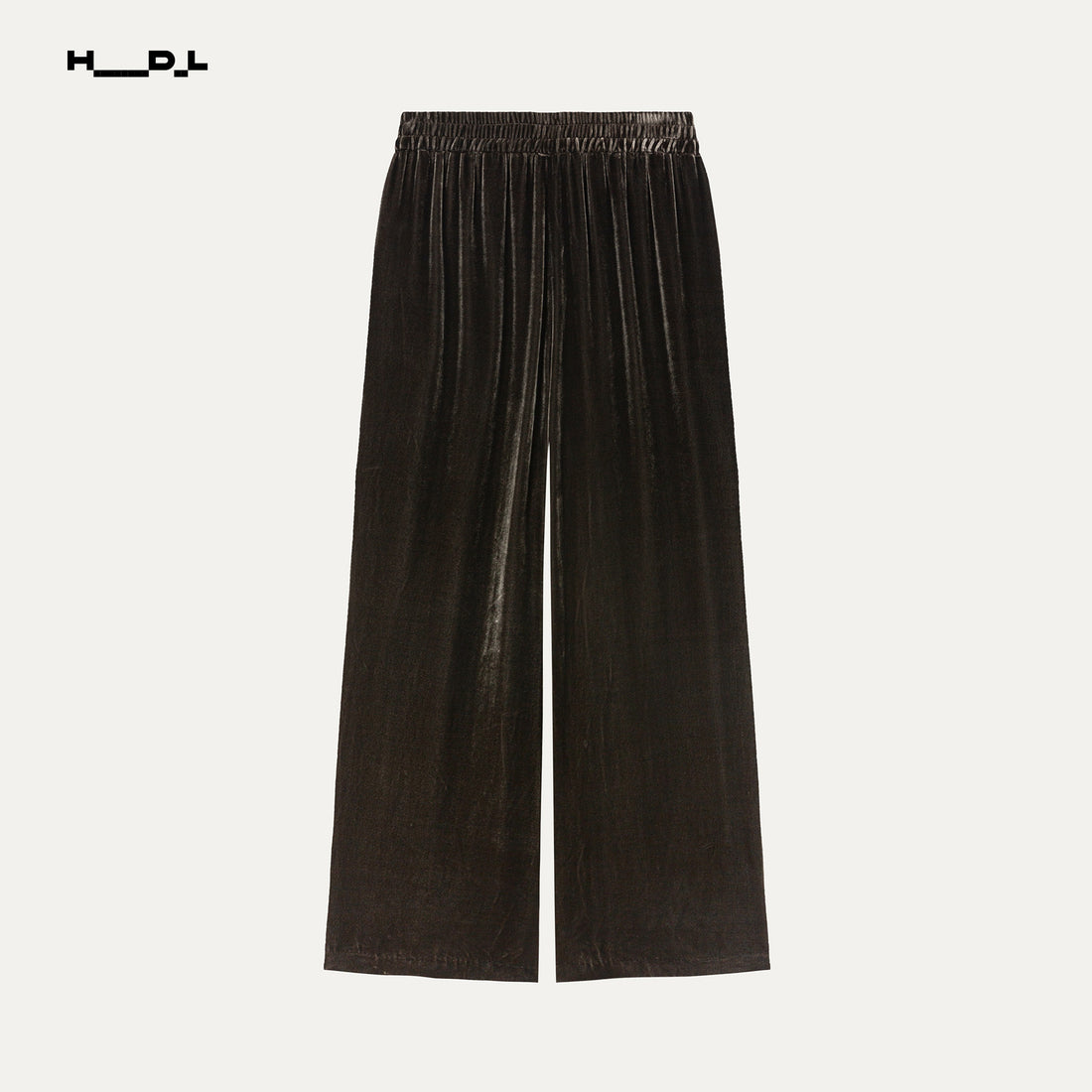 Brown Green brown-green silk-base viscose velvet trousers