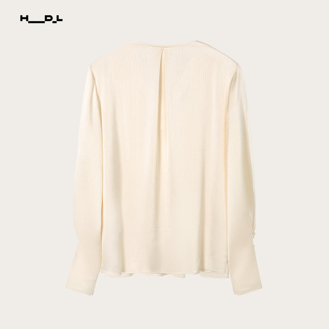 Pale Yellow rose-detail textured satin blouse