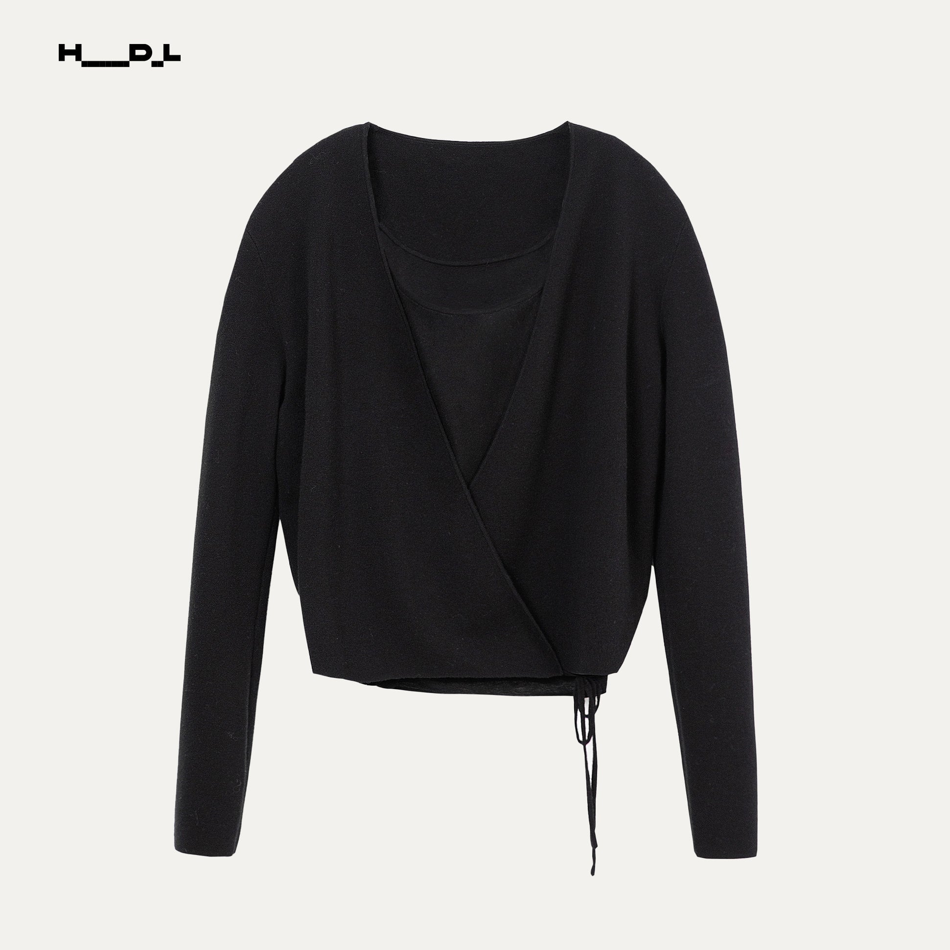 White wool tie-detail two-piece knit set