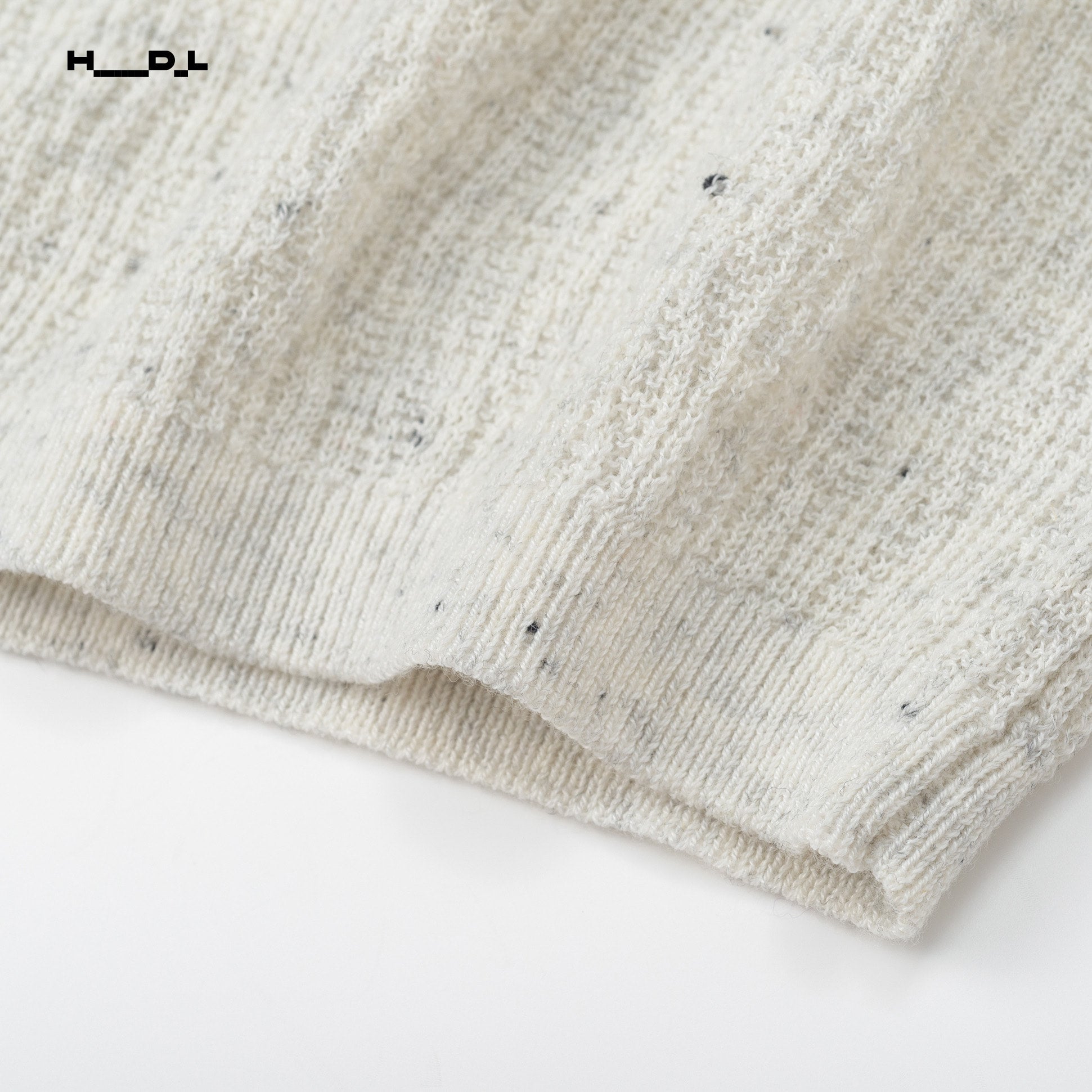 White scarf-detail linen-look textured knit top