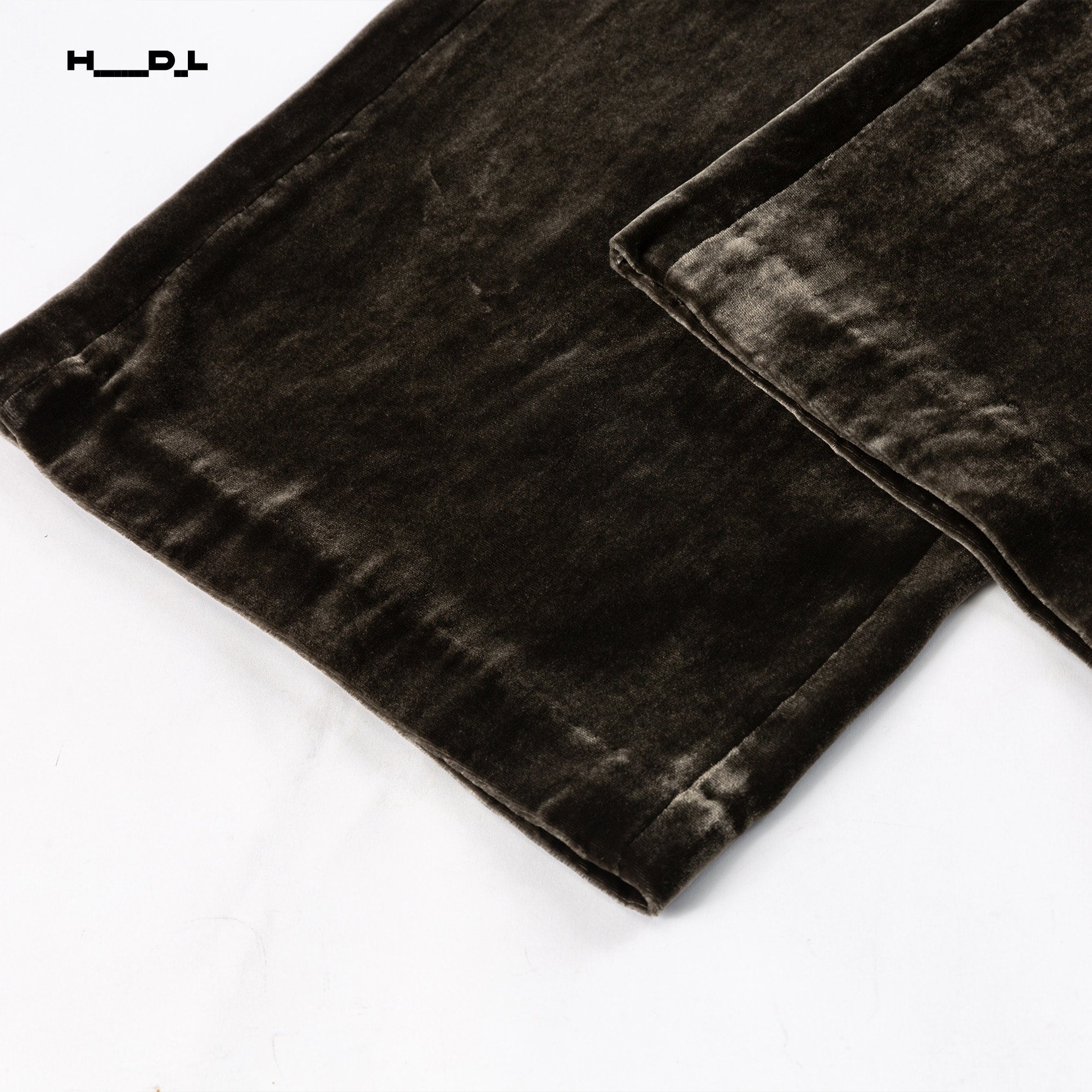 Navy navy silk-base viscose velvet trousers