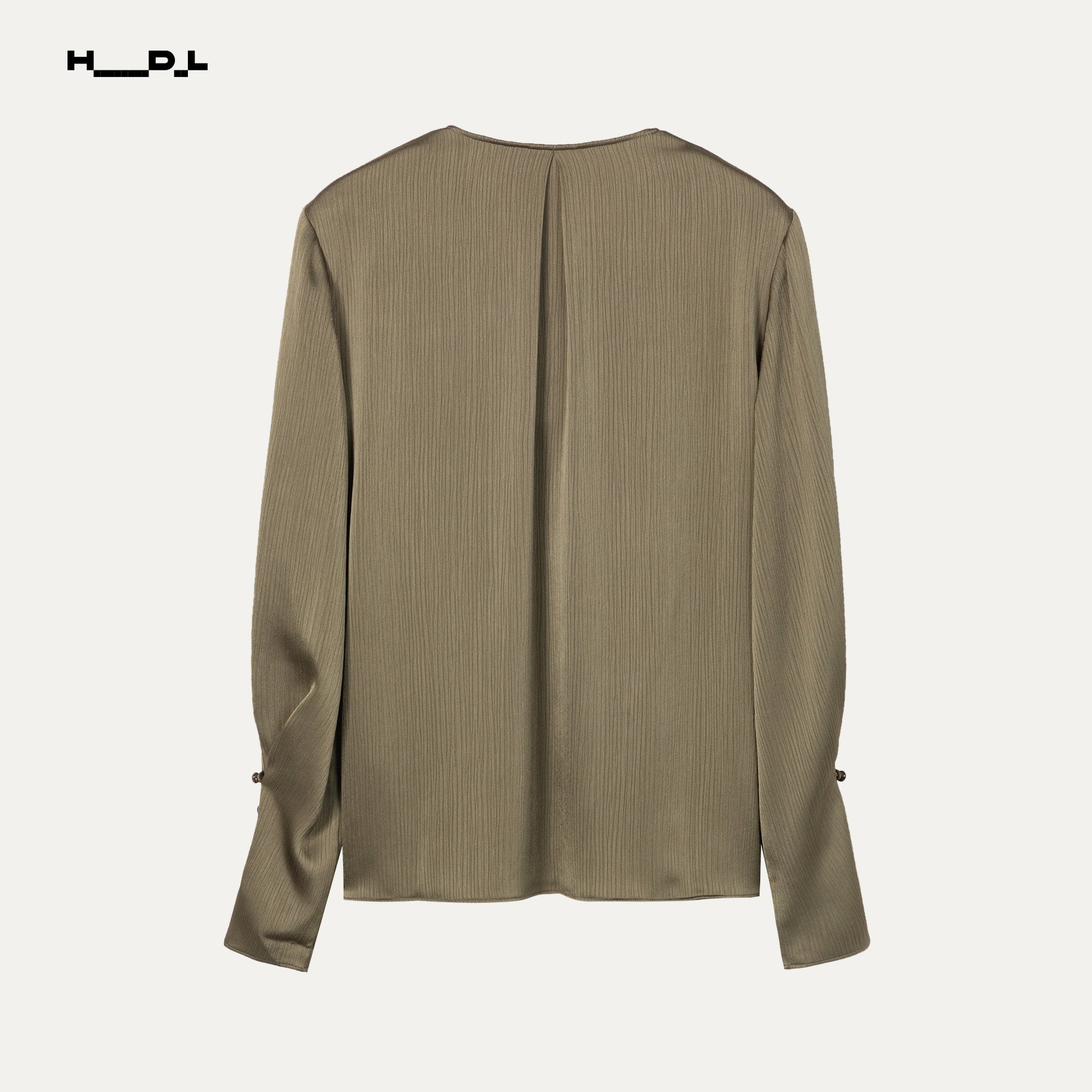 Pale Yellow rose-detail textured satin blouse