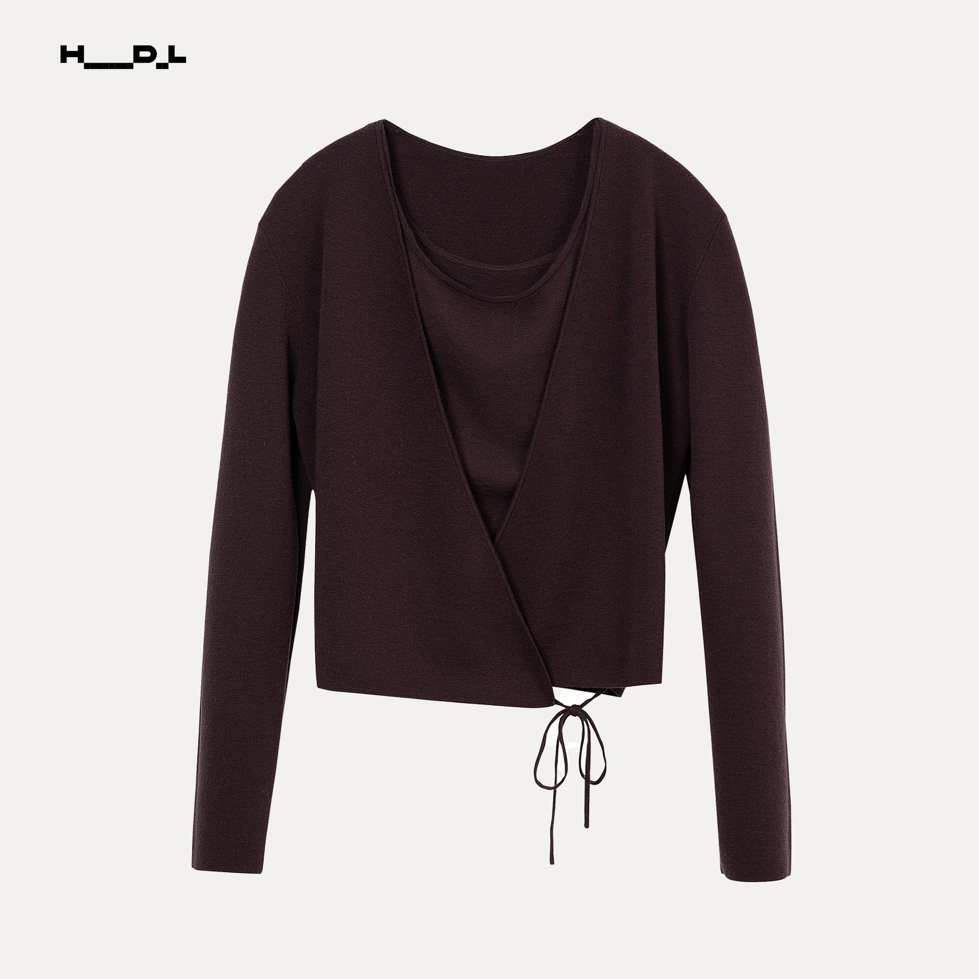 White wool tie-detail two-piece knit set