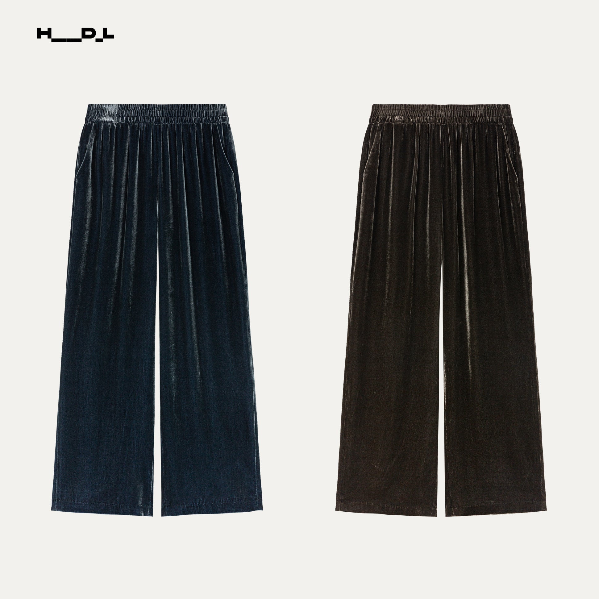 Brown Green brown-green silk-base viscose velvet trousers