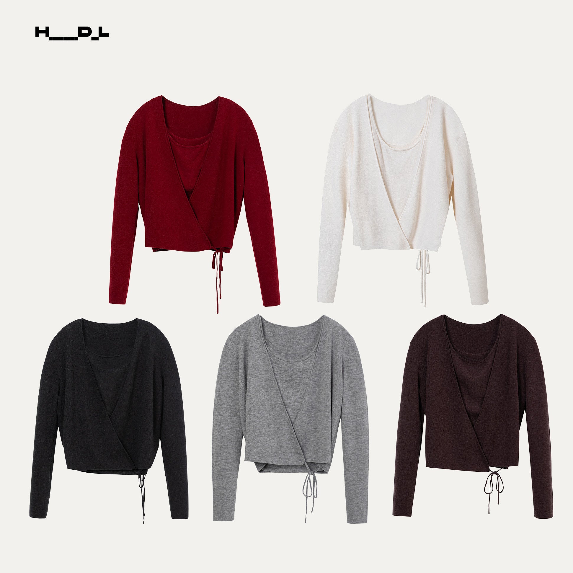 White wool tie-detail two-piece knit set