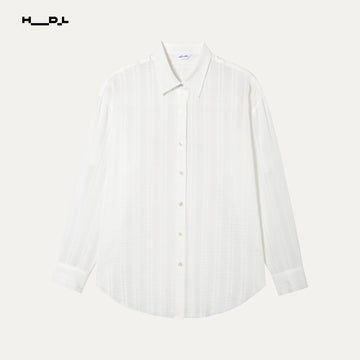 Lapel Collar Jacquard Loose Shirt