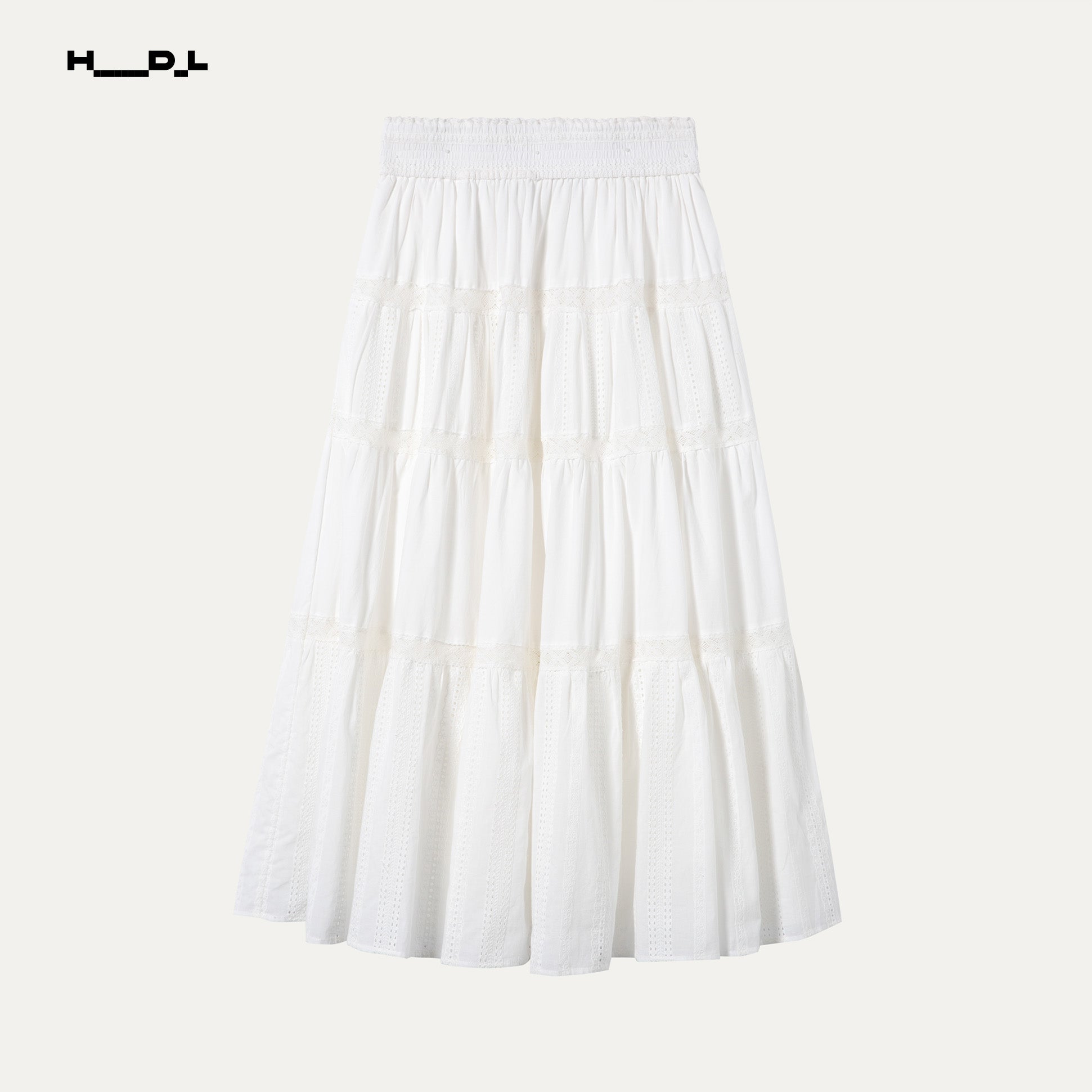 Full Cotton Openwork Lace Midi Skirt