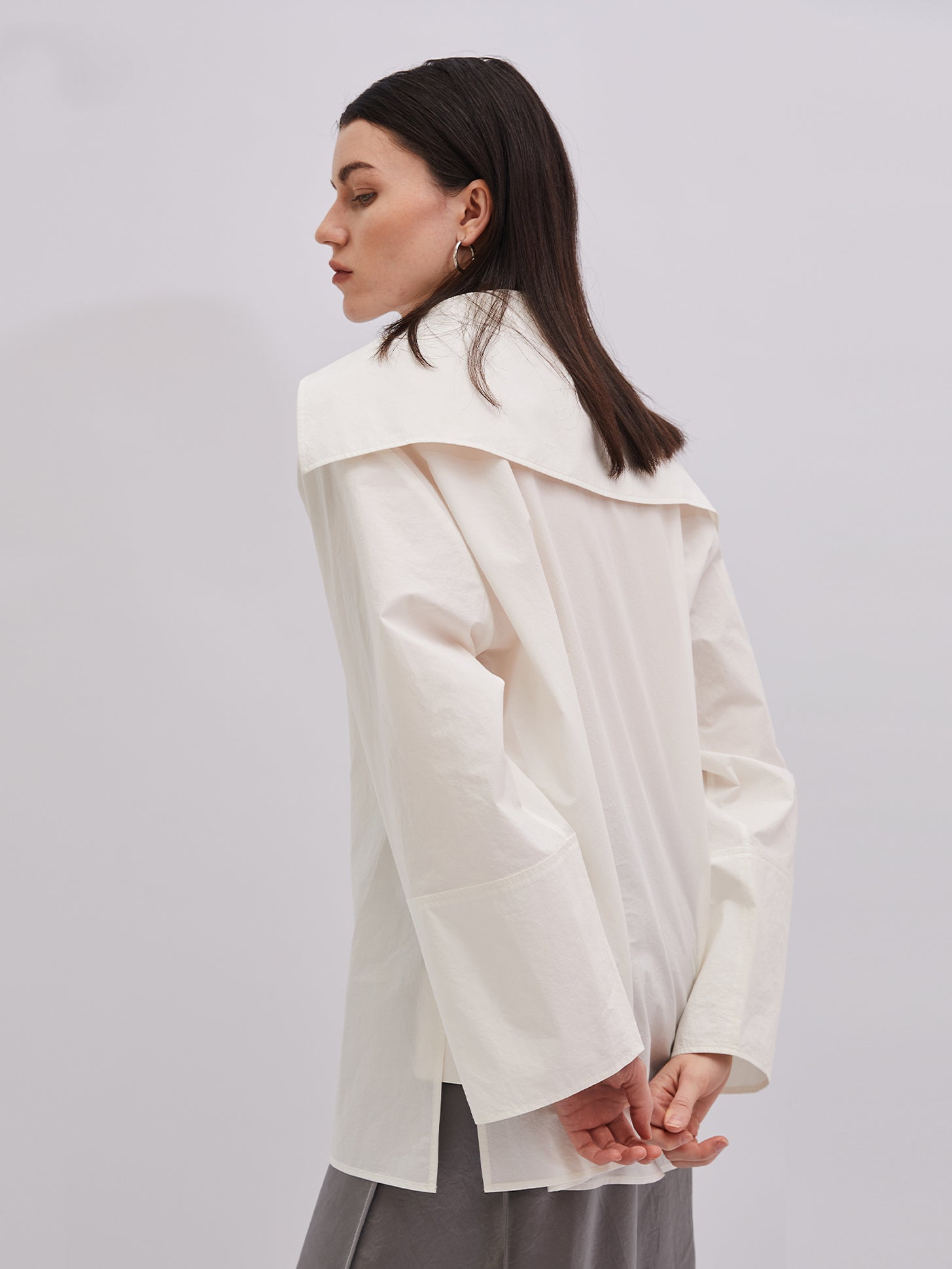 The Juliette Open-Collar Poplin Blouse