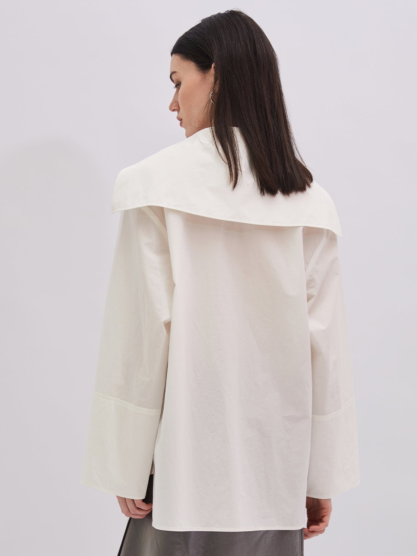 The Juliette Open-Collar Poplin Blouse