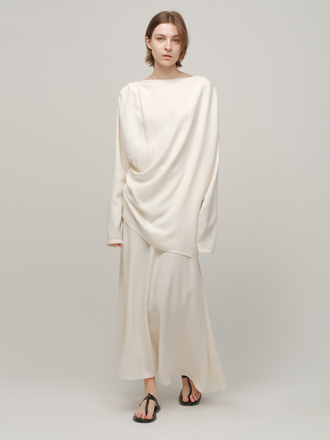 Acetate A-Line Midi Skirt