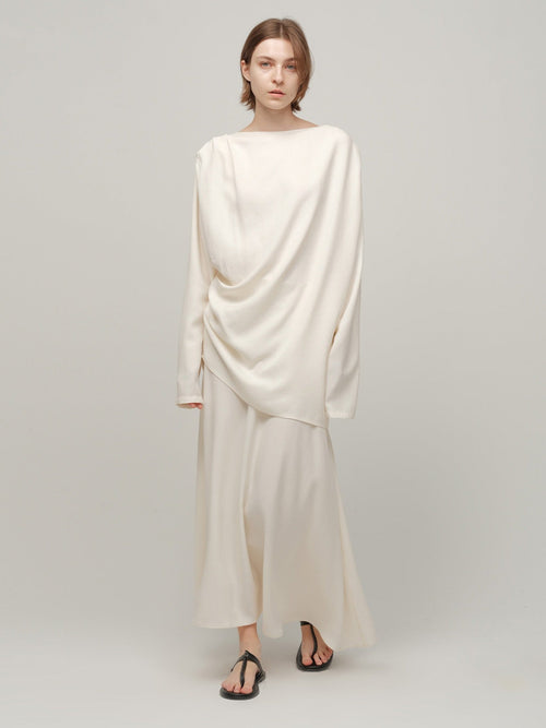 Acetate A-Line Midi Skirt