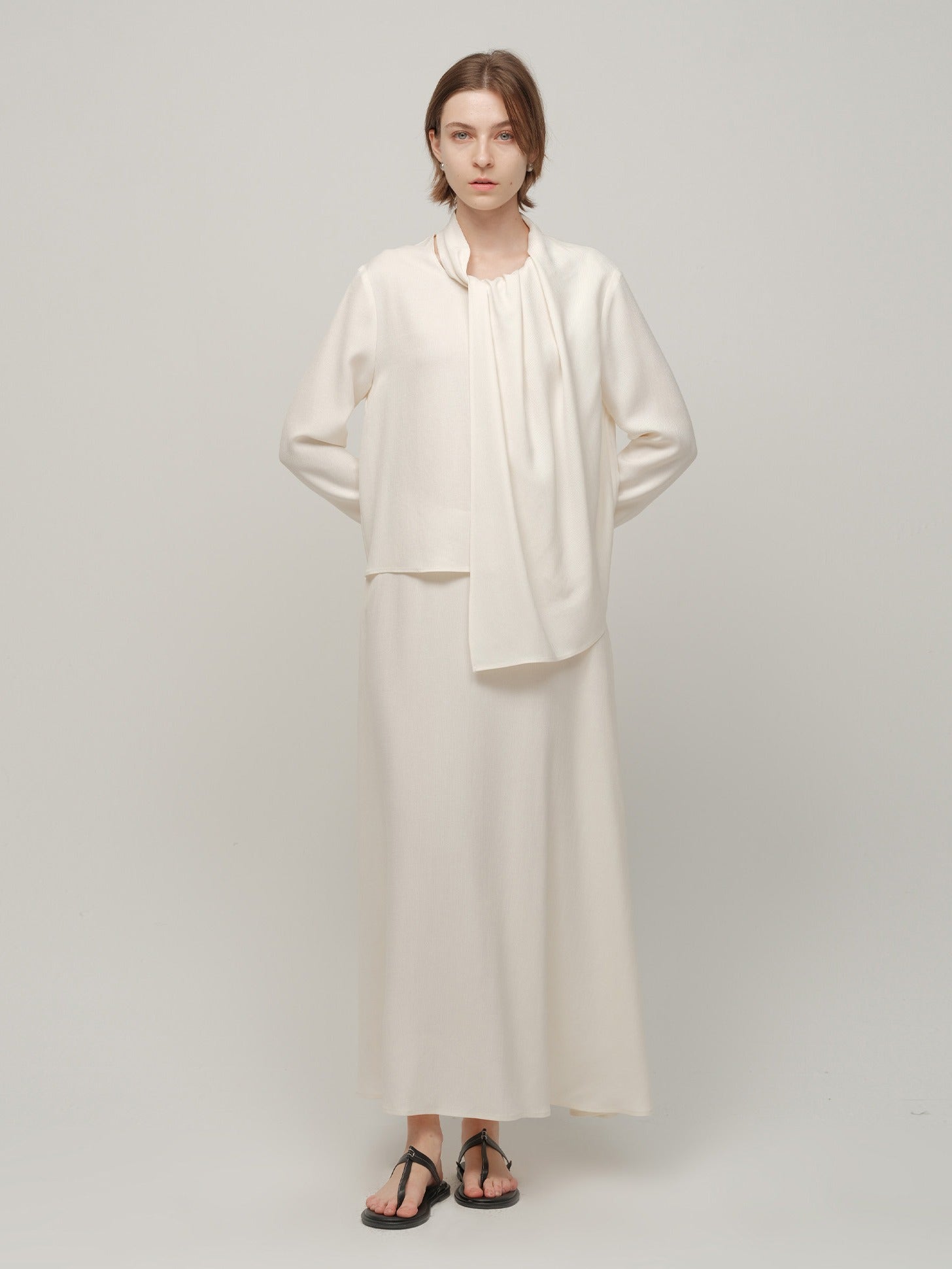 Mira Acetate Tie-Neck Shirt