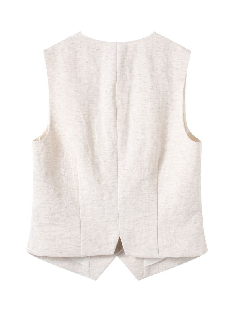 Linen V-Neck Knit Vest
