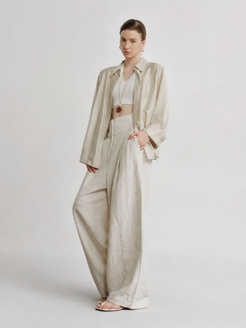 Linen Wide-Leg Trousers
