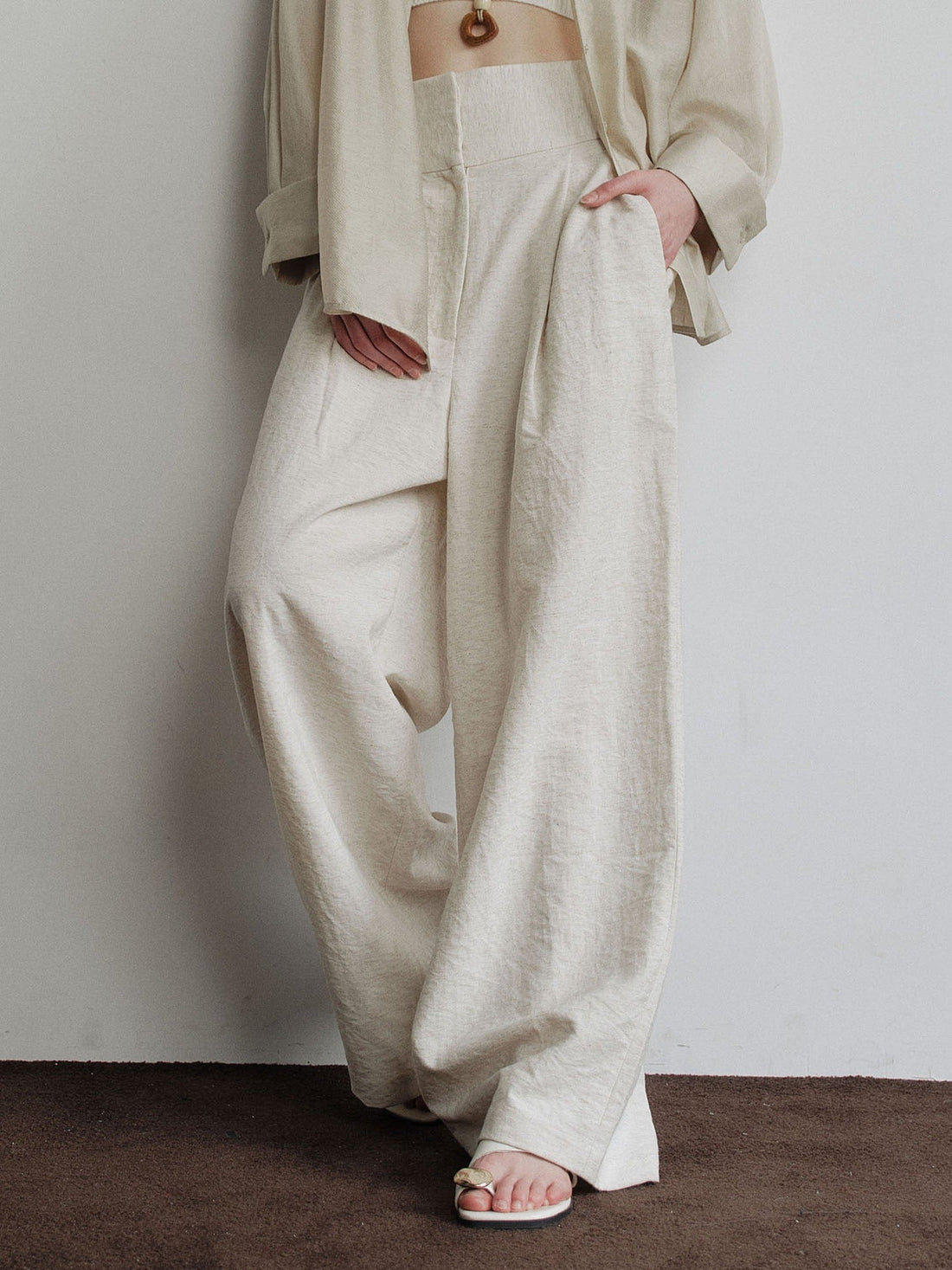 Linen Wide-Leg Trousers