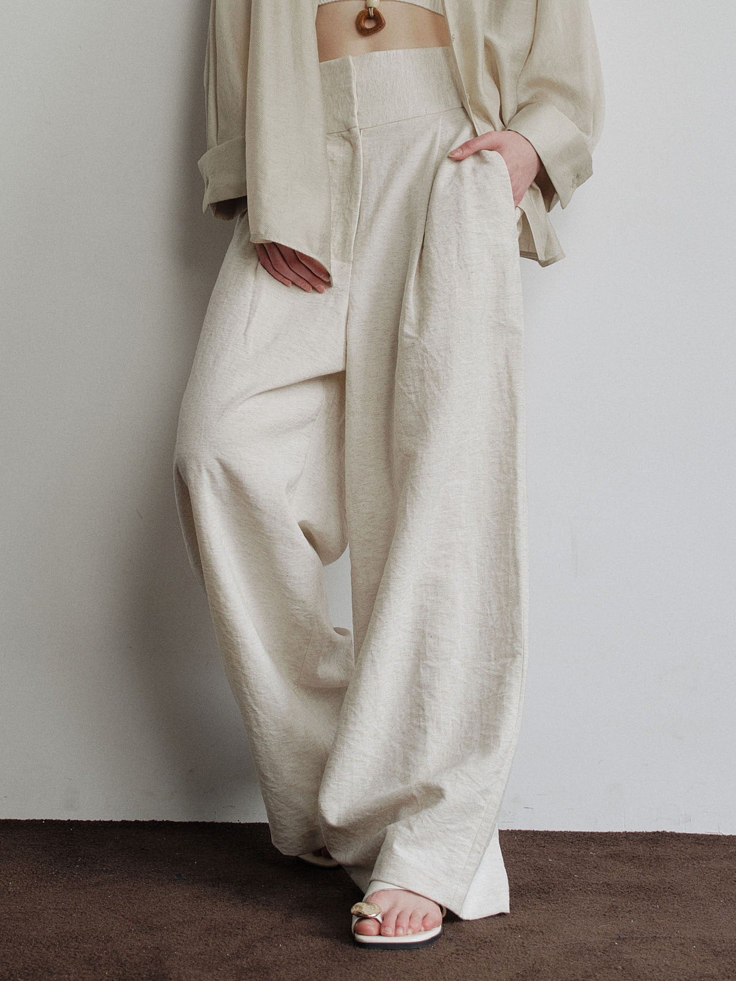 Linen Wide-Leg Trousers