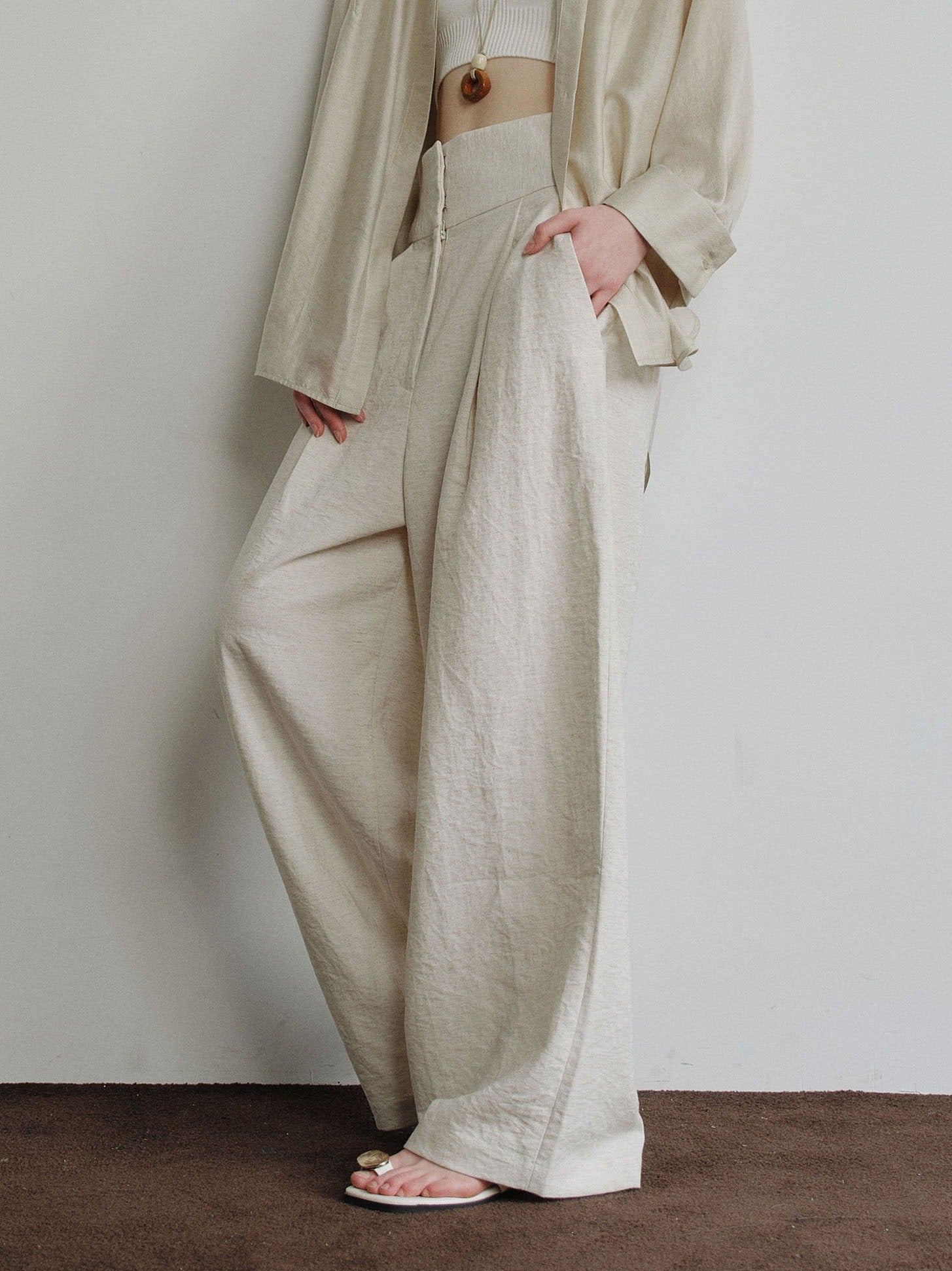 Linen Wide-Leg Trousers