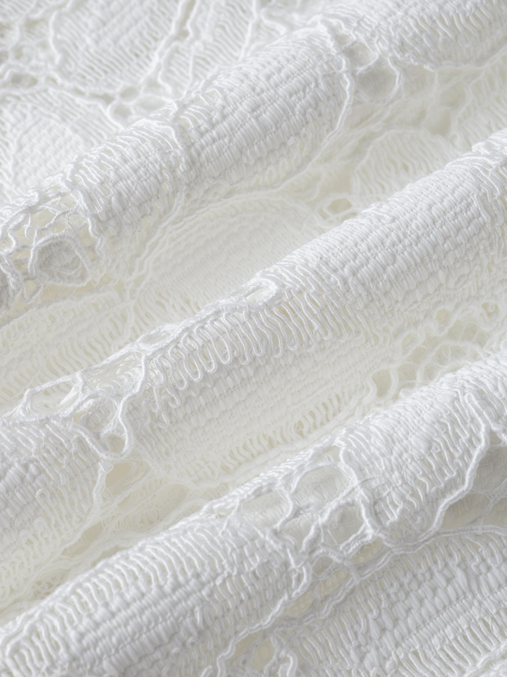Cotton Lace-Trim Shirt - 白色