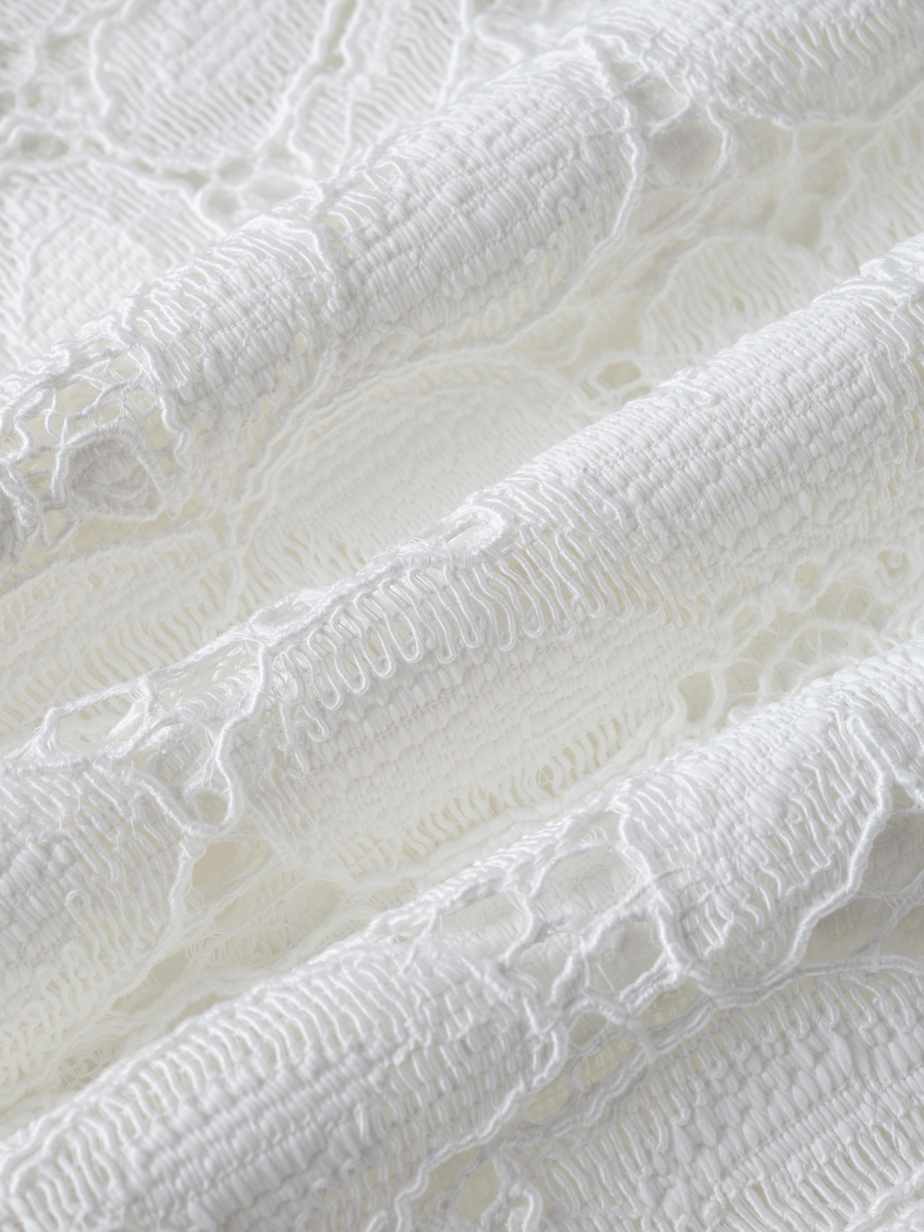 Cotton Lace-Trim Shirt - 白色