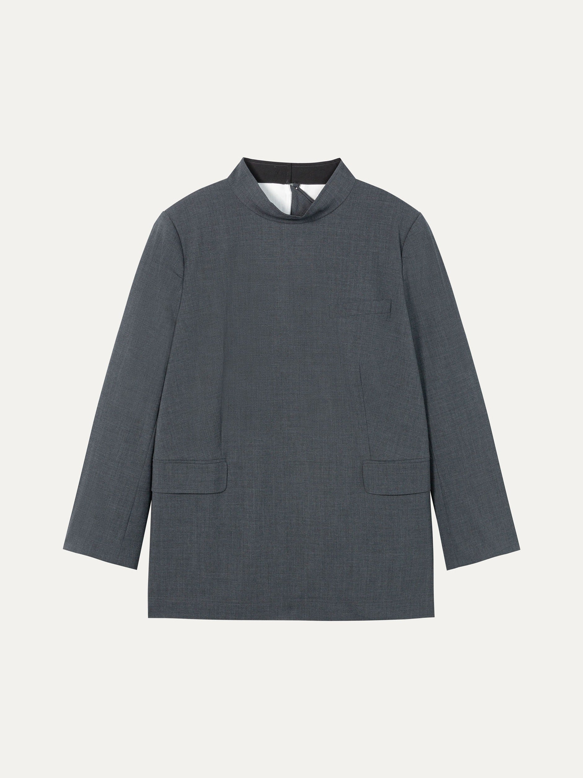 Avery Viscose Draped-Neck Blazer - 灰色