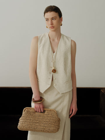 The Louise Linen-Blend Tailored Vest