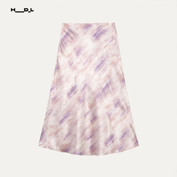 Acetate Gradient Fishtail Midi Skirt