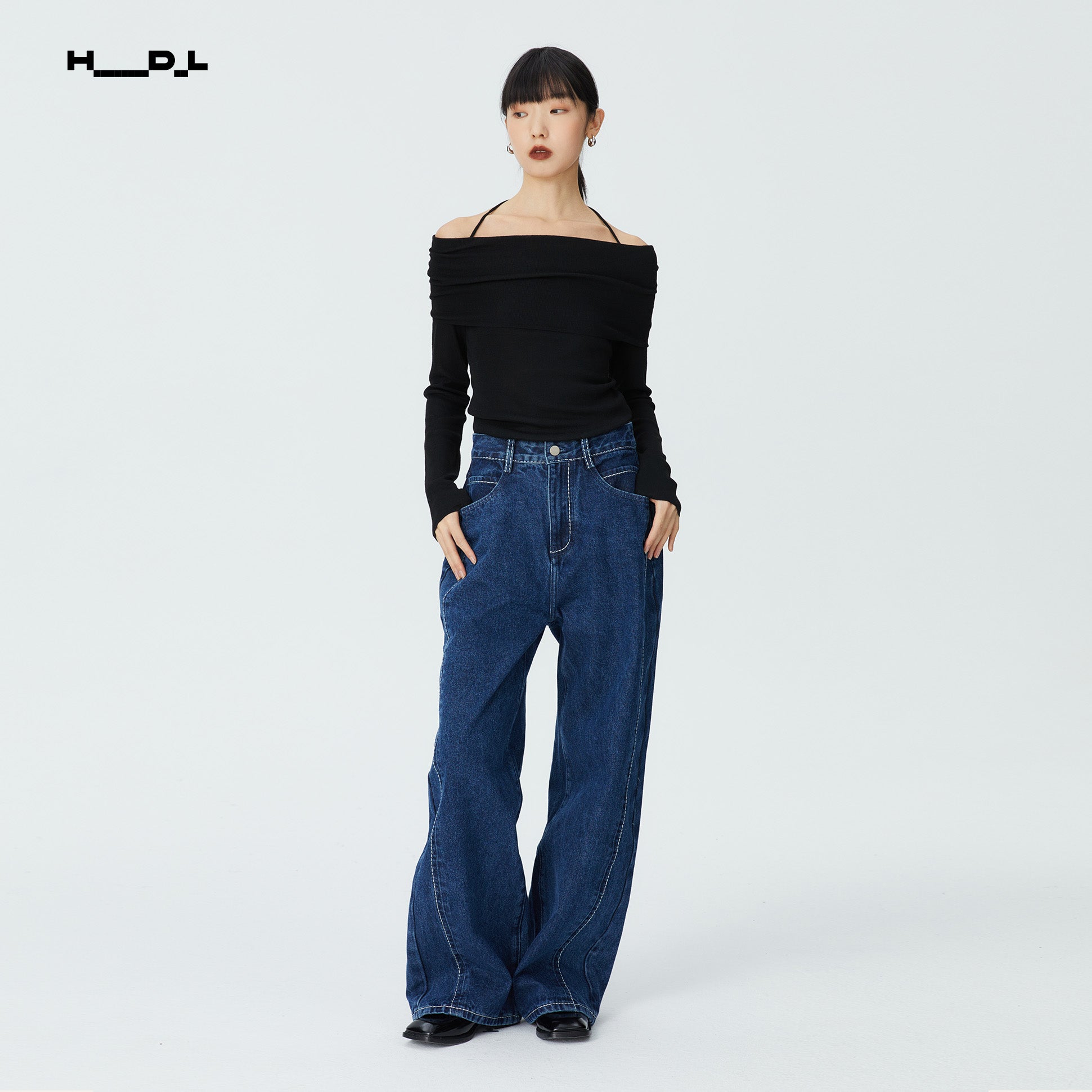 One-Shoulder Long Sleeve Knit Blouse