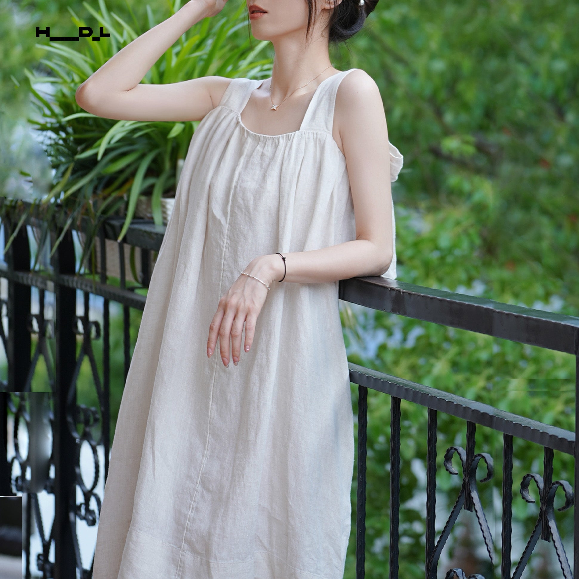 Linen Pinafore A-Line Dress