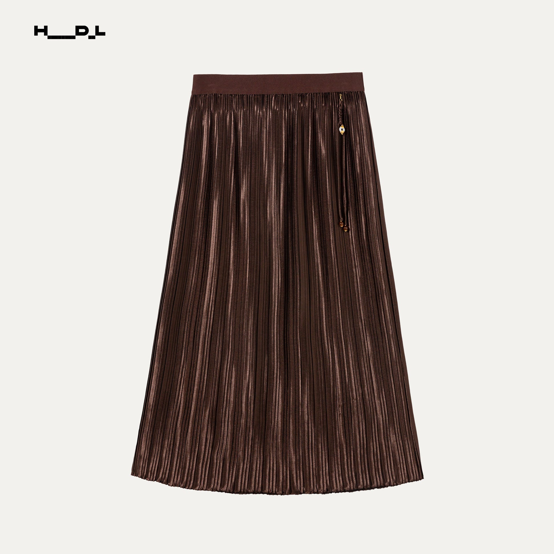 Brown Pleated Midi Skirt