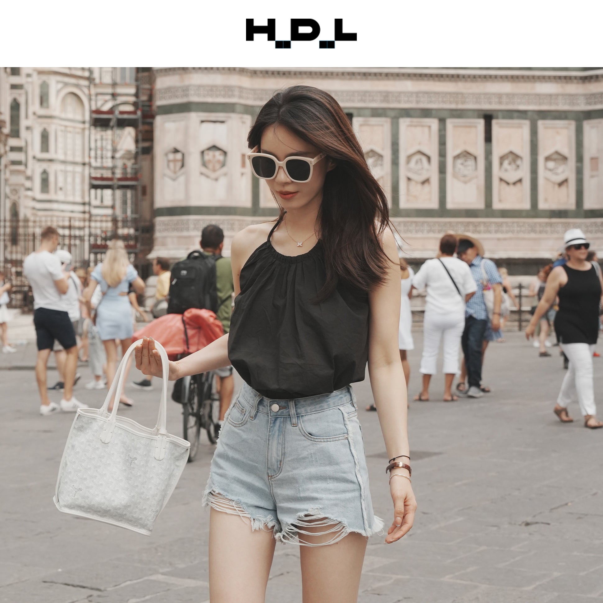 Ripped Low-Rise Denim Shorts
