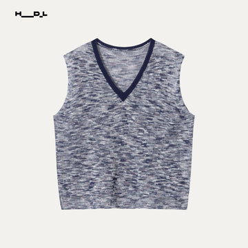 Classic Style Fancy Yarn Knit Vest