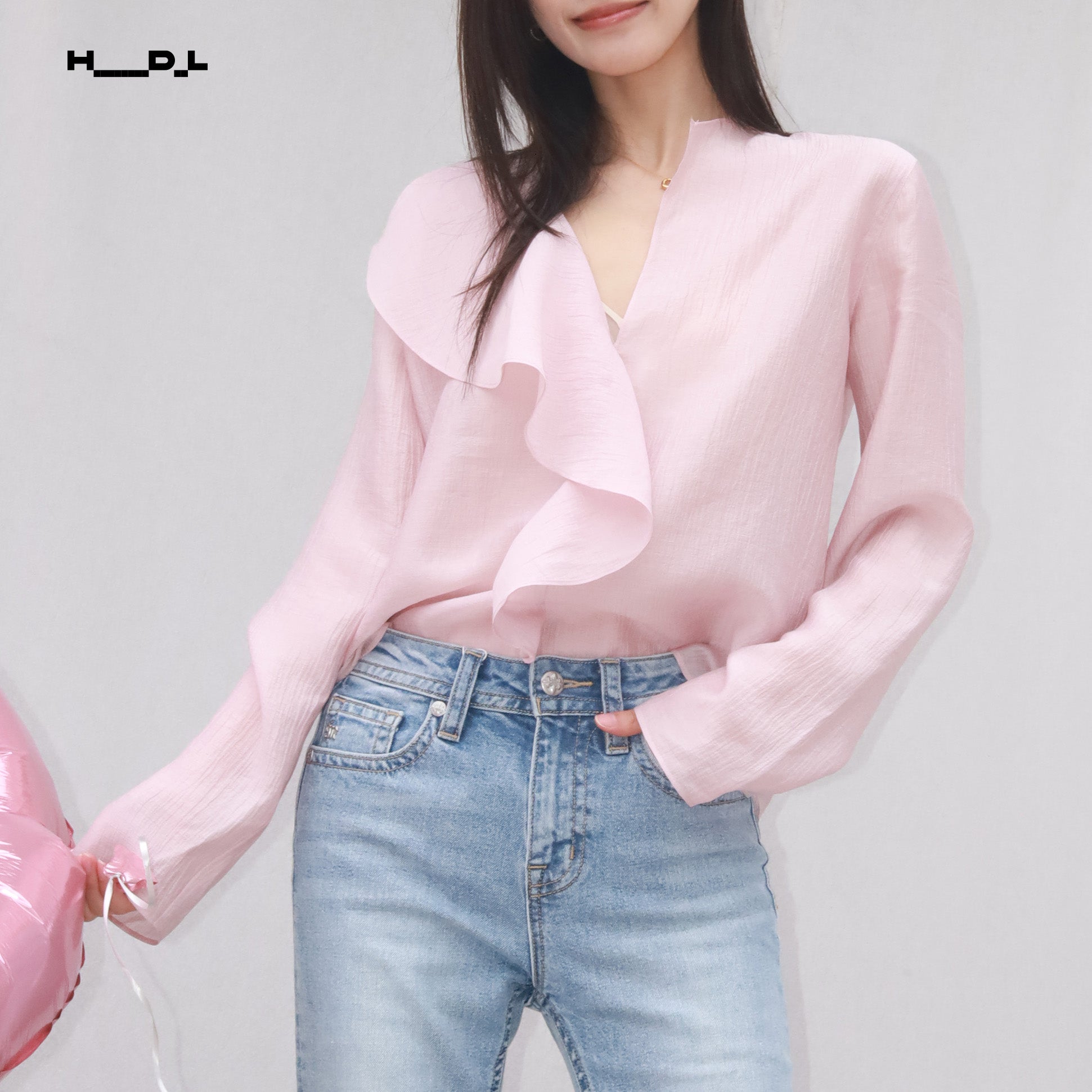 Ruffle V-Neck Shirt