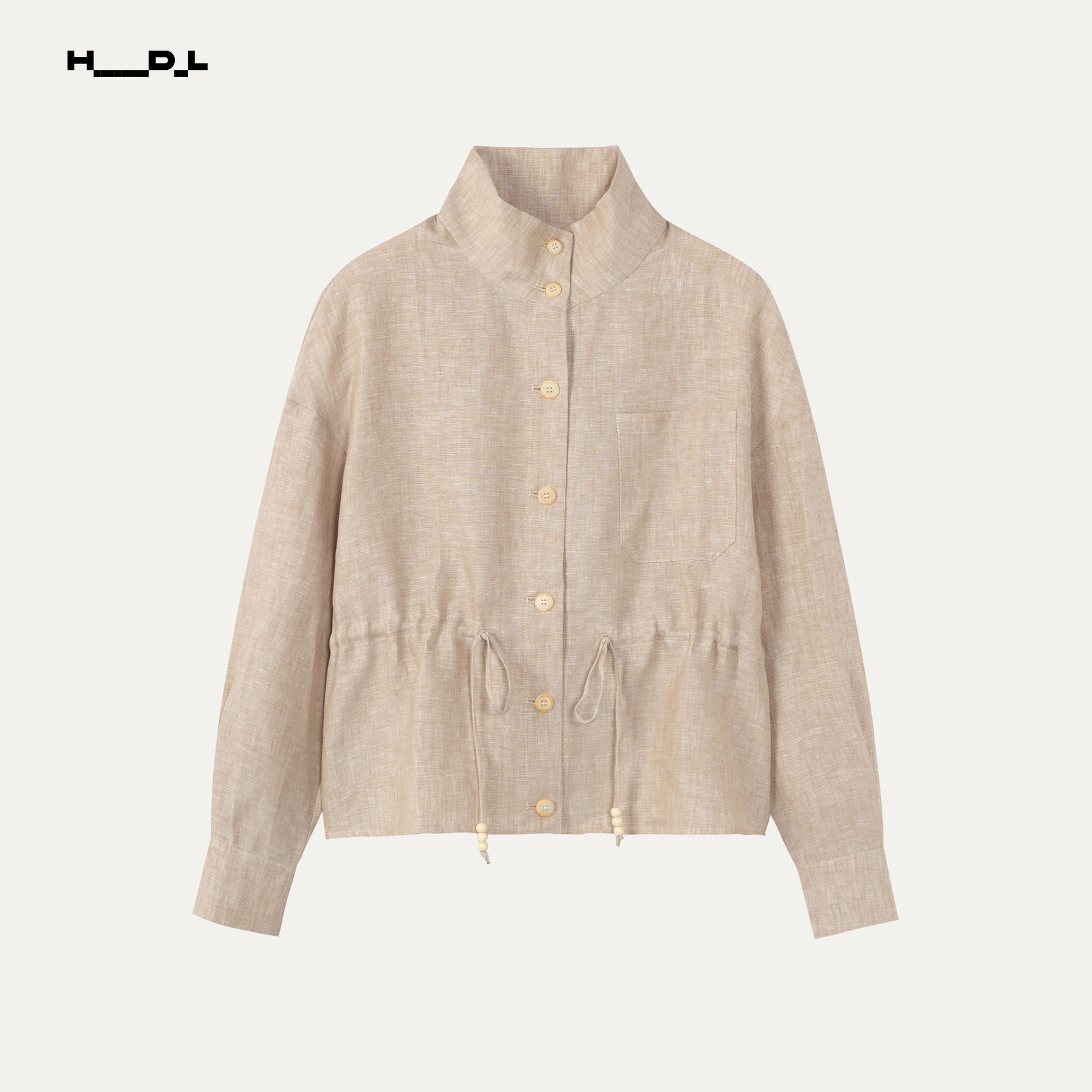 Linen-Feel Long Sleeve Jacket