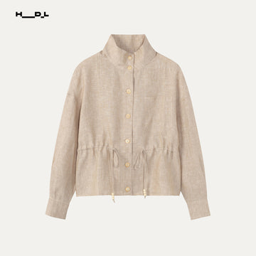 Linen-Feel Long Sleeve Jacket