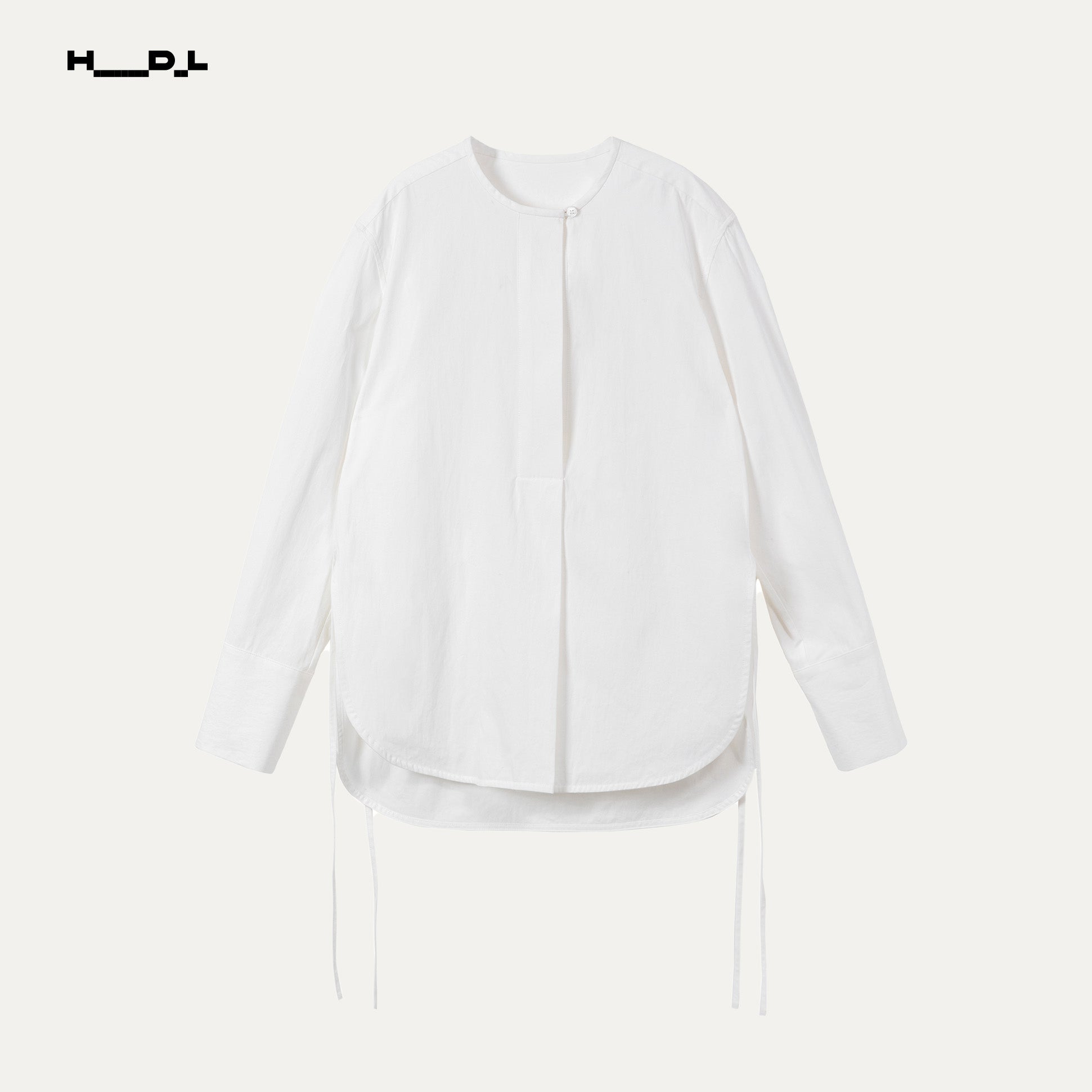 Retro Round Neck Side Slit Shirt