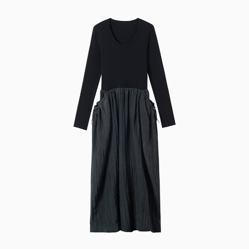 High-Waisted H-Silhouette Drawstring Dress