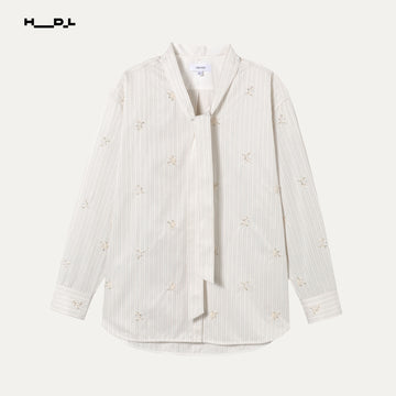 Stripe Detachable Tie Shirt