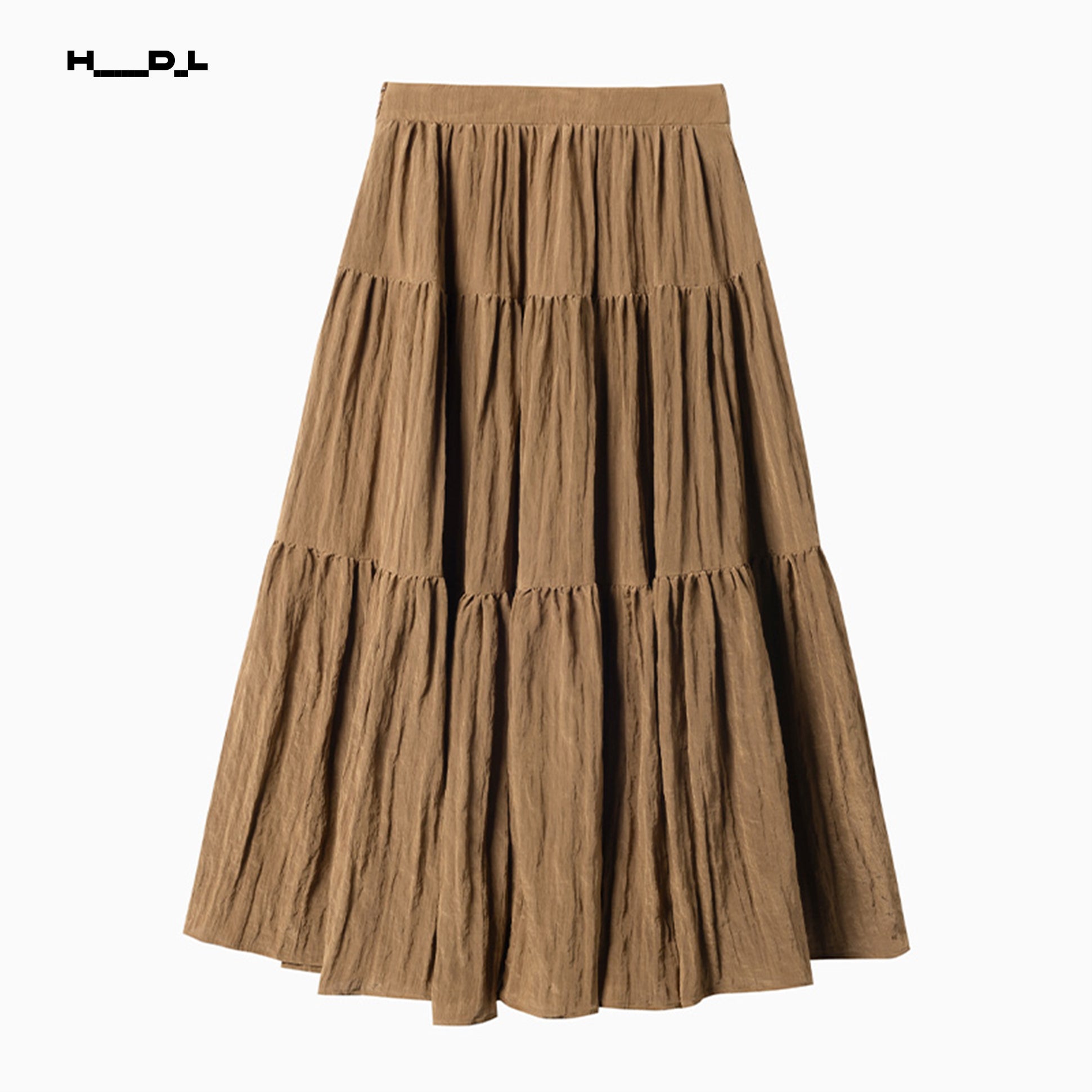 A-Line Wide Hem Elastic Waist Skirt