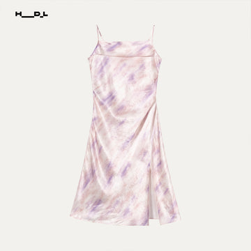 Gradient Vacation Print Acetate Dress