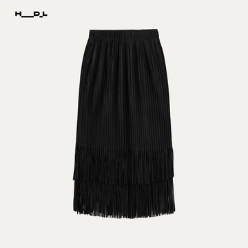 Pleated Fringe Skirt