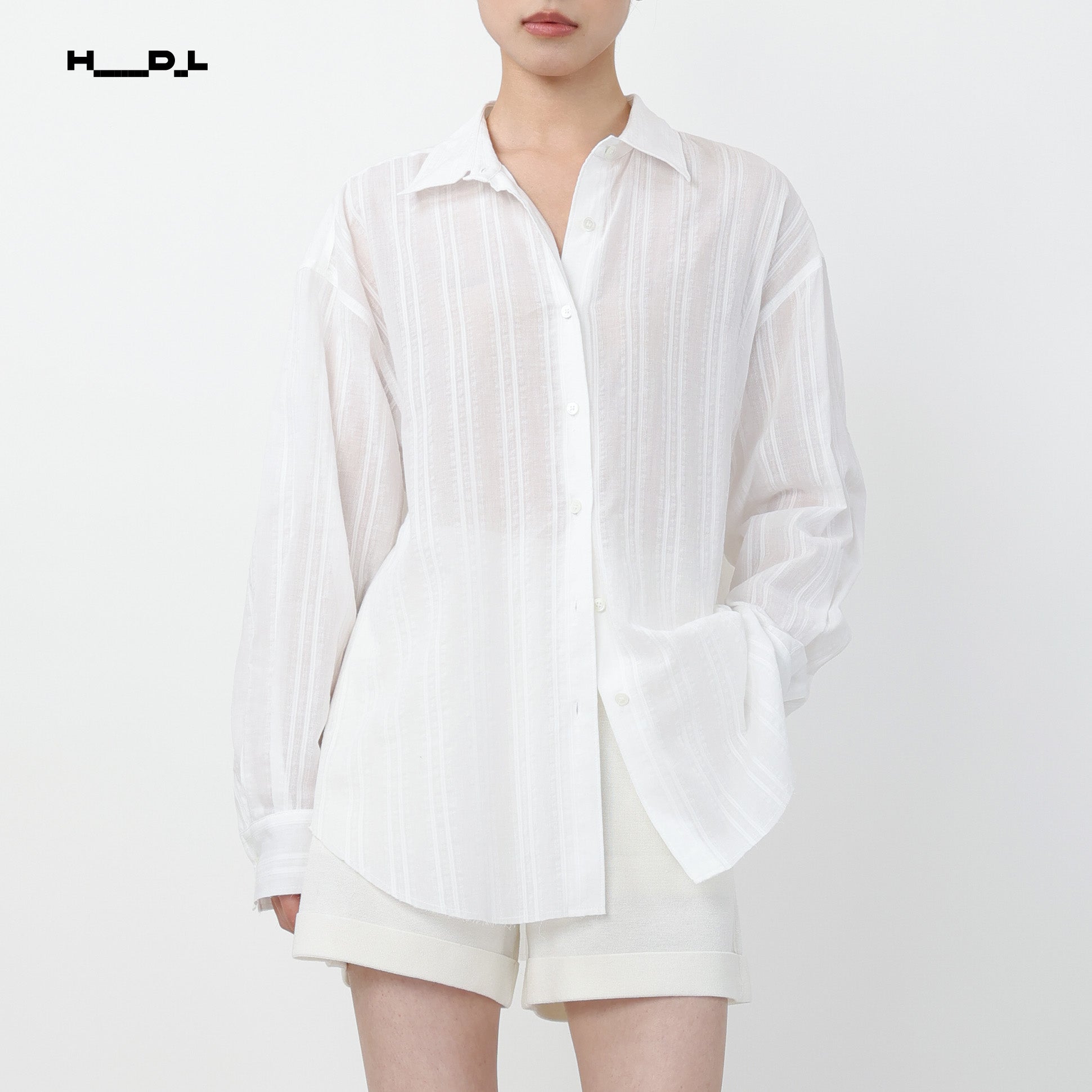 Lapel Collar Jacquard Loose Shirt