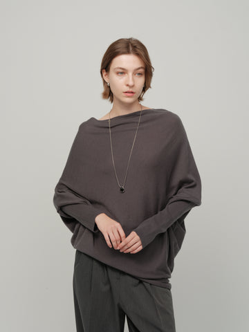 HDL Paire Flamma Draped Asymmetric Off-Shoulder Top
