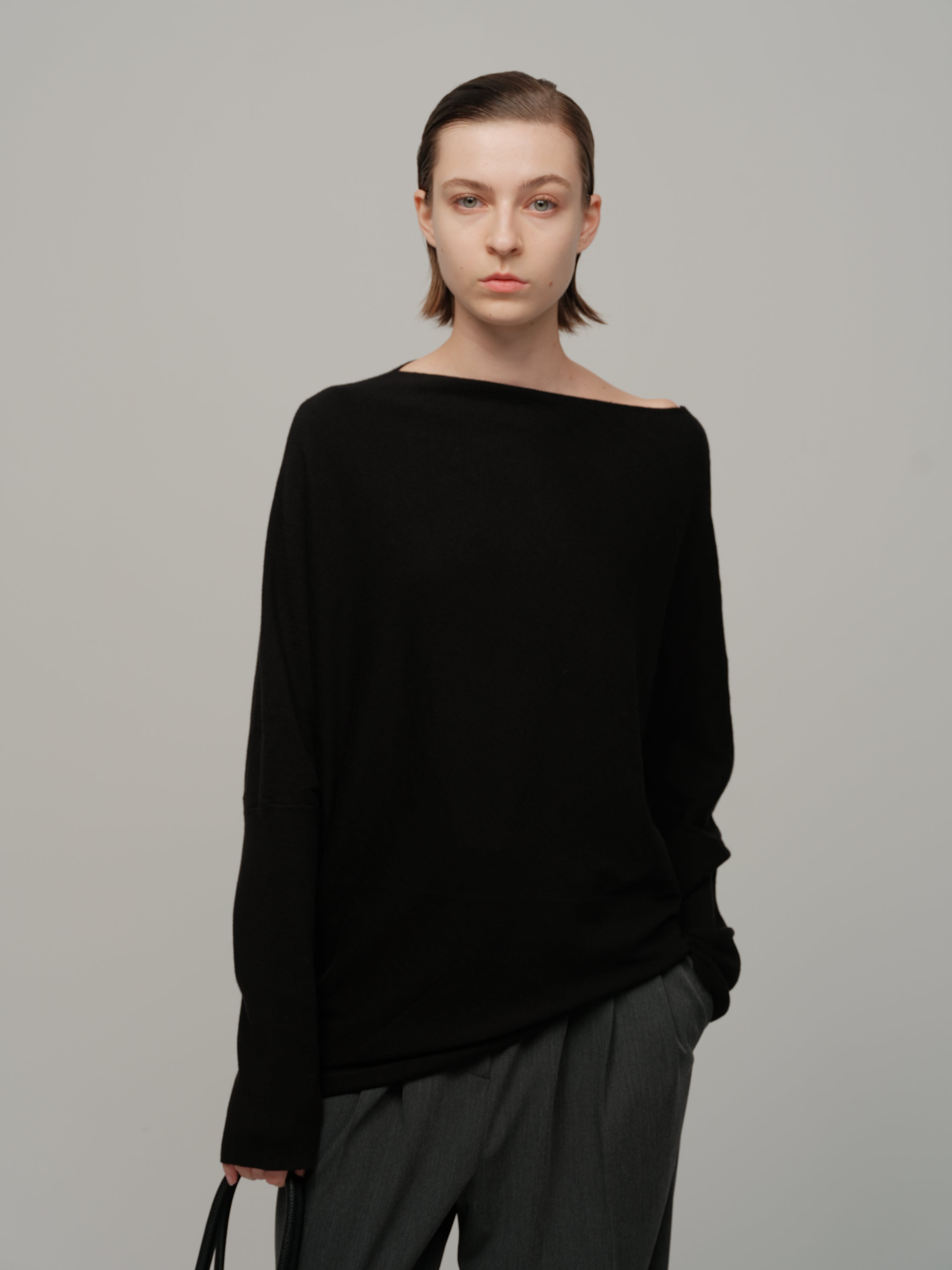 HDL Paire Flamma Draped Asymmetric Off-Shoulder Top