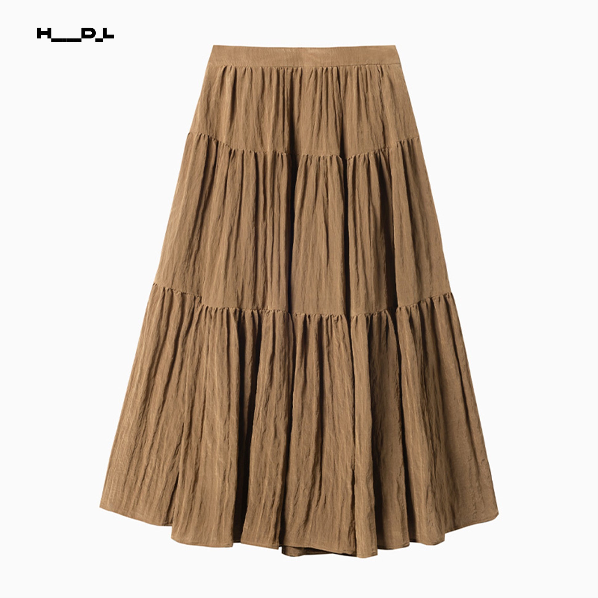 A-Line Wide Hem Elastic Waist Skirt