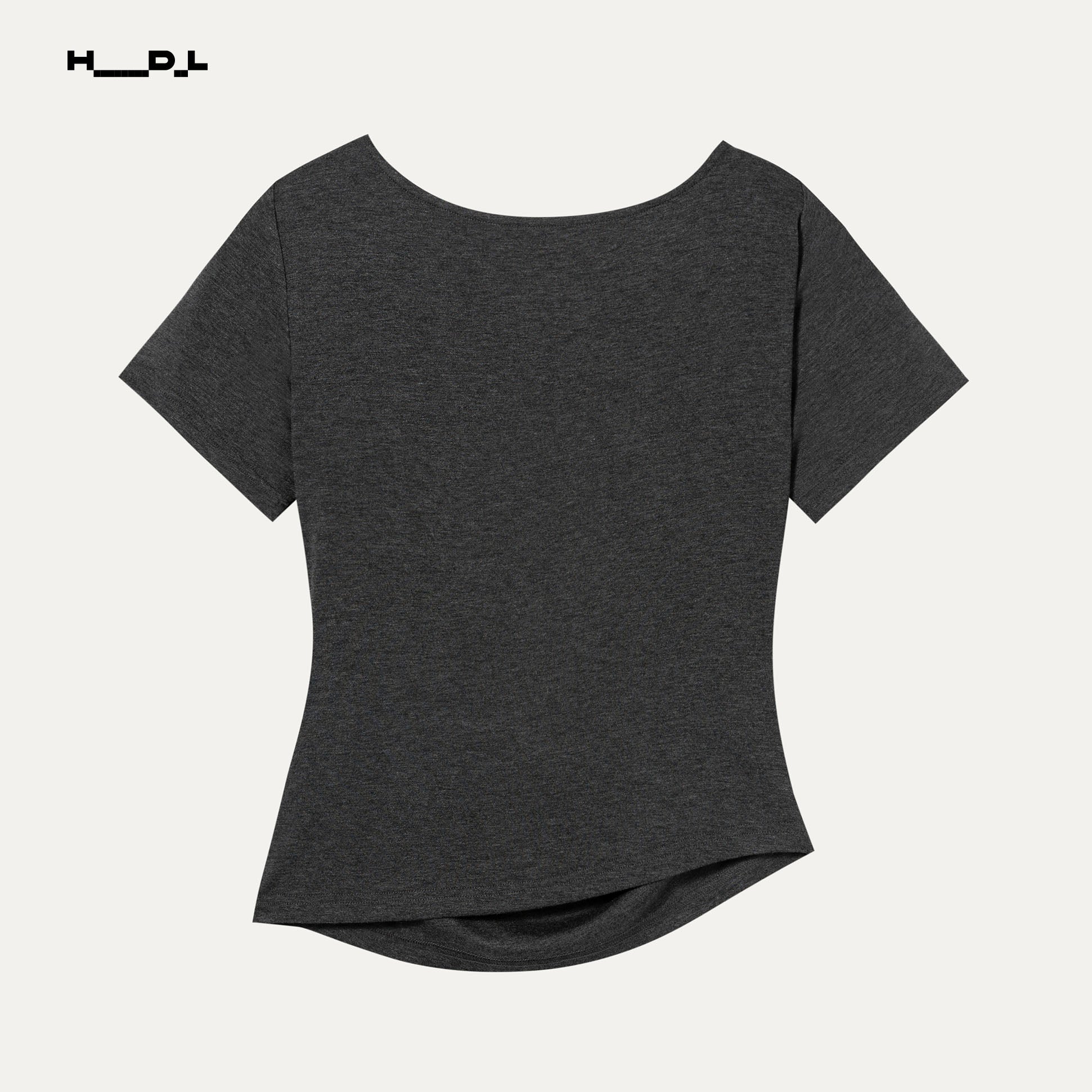 Elastic Draped Neck Waist-Defining T-Shirt